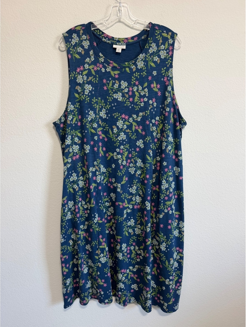 J. Jill Sleeveless Scoop Neck Multicolor Floral Stretch Dress Women's Size 2X